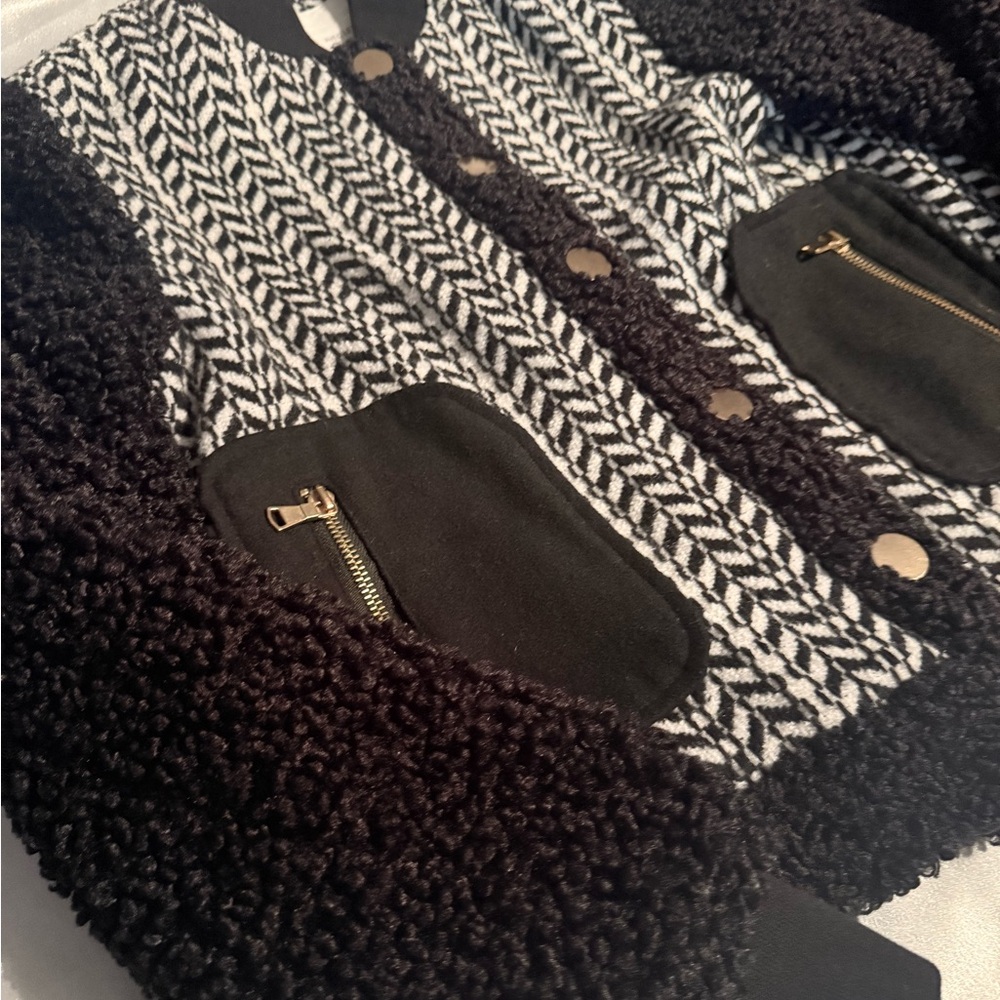 Anthropologie Avec Les Filles Tweed Sherpa Mix Jacket - XS - Picture 4 of 9